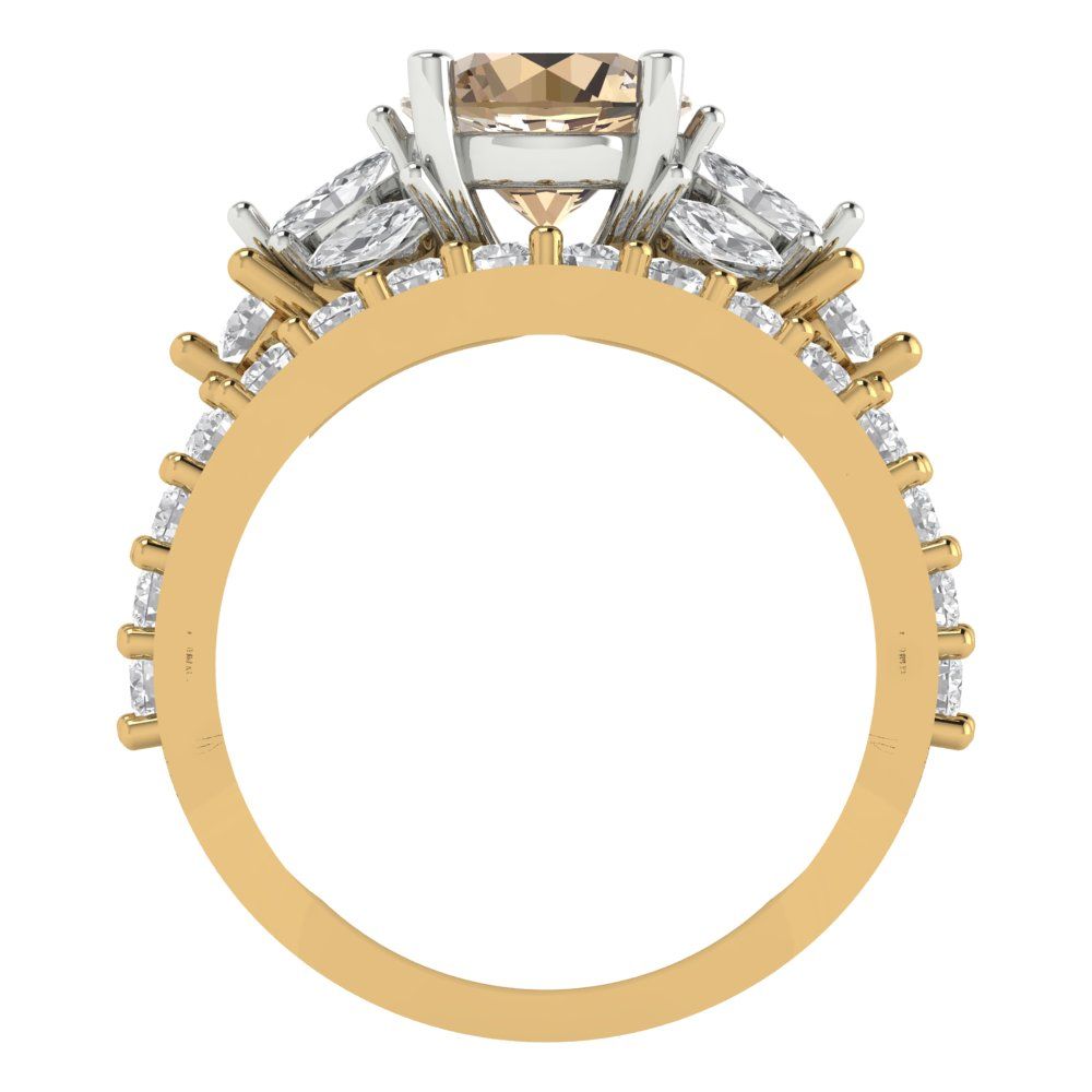 2.94 cttw Round Cut Yellow Moissanite Bridal Set - Solid Yellow/White Gold Engagement Ring & Wedding Band