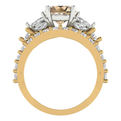 2.94 cttw Round Cut Yellow Moissanite Bridal Set - Solid Yellow/White Gold Engagement Ring & Wedding Band