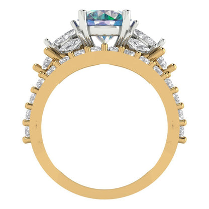 2.94 cttw Round Cut Blue Moissanite Bridal Set - Solid Yellow/White Gold Engagement Ring & Wedding Band