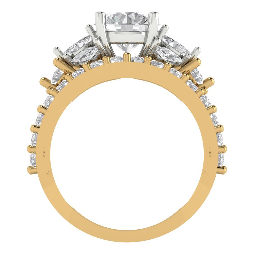 2.94 cttw Round Cut Moissanite Bridal Set - Solid Yellow/White Gold Engagement Ring & Wedding Band