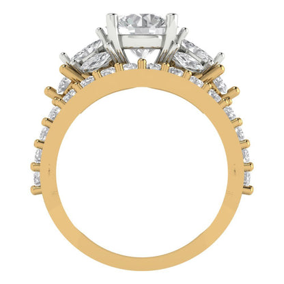 2.94 cttw Round Cut Moissanite Bridal Set - Solid Yellow/White Gold Engagement Ring & Wedding Band