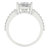 2.44 ct Brilliant Princess Cut Natural Diamond Stone Clarity SI1-2 Color G-H White Gold Solitaire with Accents Ring