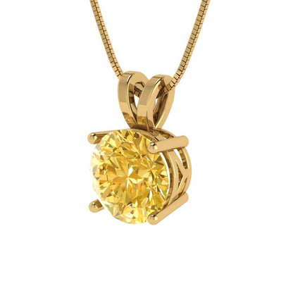 2cttw Round Cut Citrine Gold-Plated 925 Silver Pendant and 18" Box-Chain Necklace
