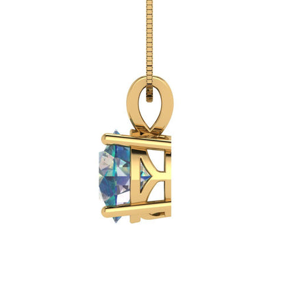 2cttw Round Cut Blue Moissanite Gold-Plated 925 Silver Pendant and 18" Box-Chain Necklace