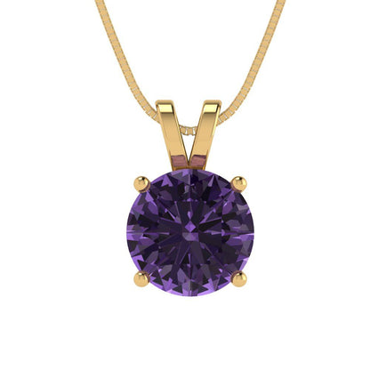 2cttw Round Cut Alexandrite Gold-Plated 925 Silver Pendant and 18" Box-Chain Necklace