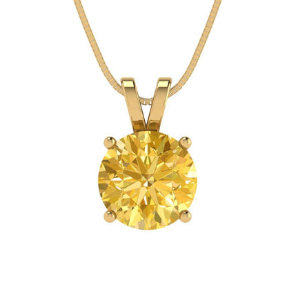 2cttw Round Cut Citrine Gold-Plated 925 Silver Pendant and 18" Box-Chain Necklace