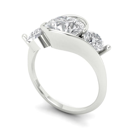 3.5 cttw White Sapphire Three-Stone Engagement Ring - Solid Gold (Round Cut,8.0mm)