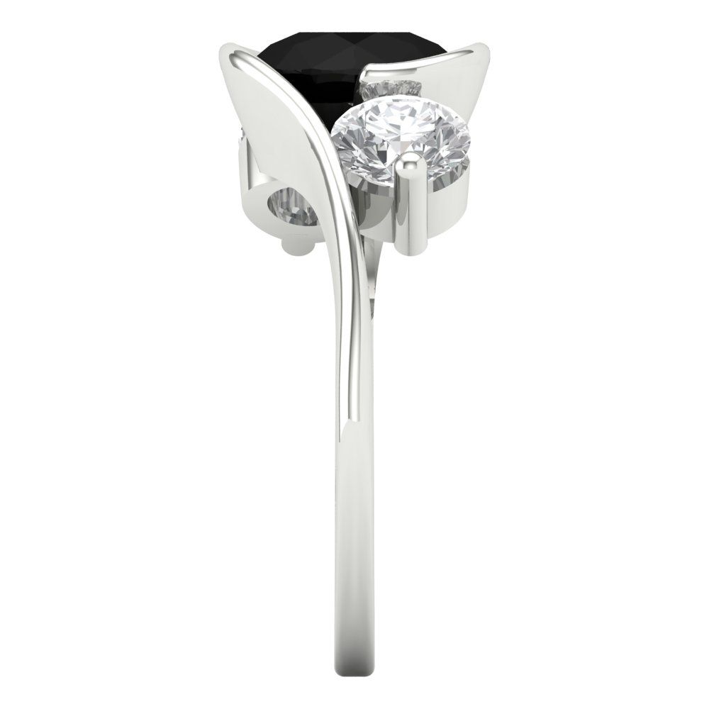 3.5 cttw Natural Onyx Three-Stone Engagement Ring - Solid Gold (Round Cut,8.0mm)