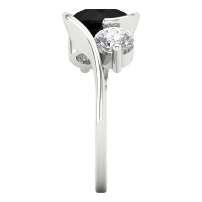 3.5 cttw Natural Onyx Three-Stone Engagement Ring - Solid Gold (Round Cut,8.0mm)