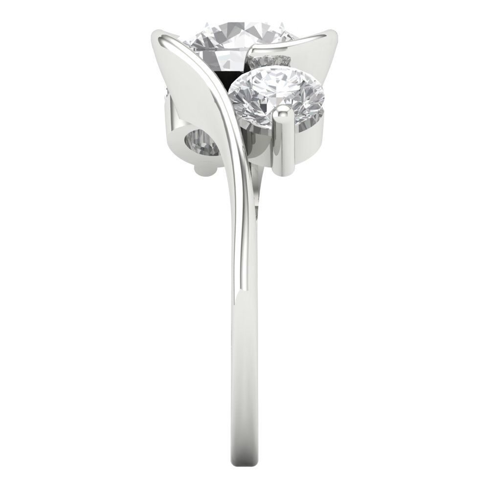 3.5 cttw Moissanite Three-Stone Engagement Ring - Solid White Gold (VVS1, Round Cut,8.0mm)