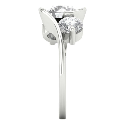 3.5 cttw Moissanite Three-Stone Engagement Ring - Solid White Gold (VVS1, Round Cut,8.0mm)