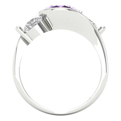 3.5 cttw Simulated Alexandrite Three-Stone Engagement Ring - Solid White Gold (VVS1, Round Cut,8.0mm)