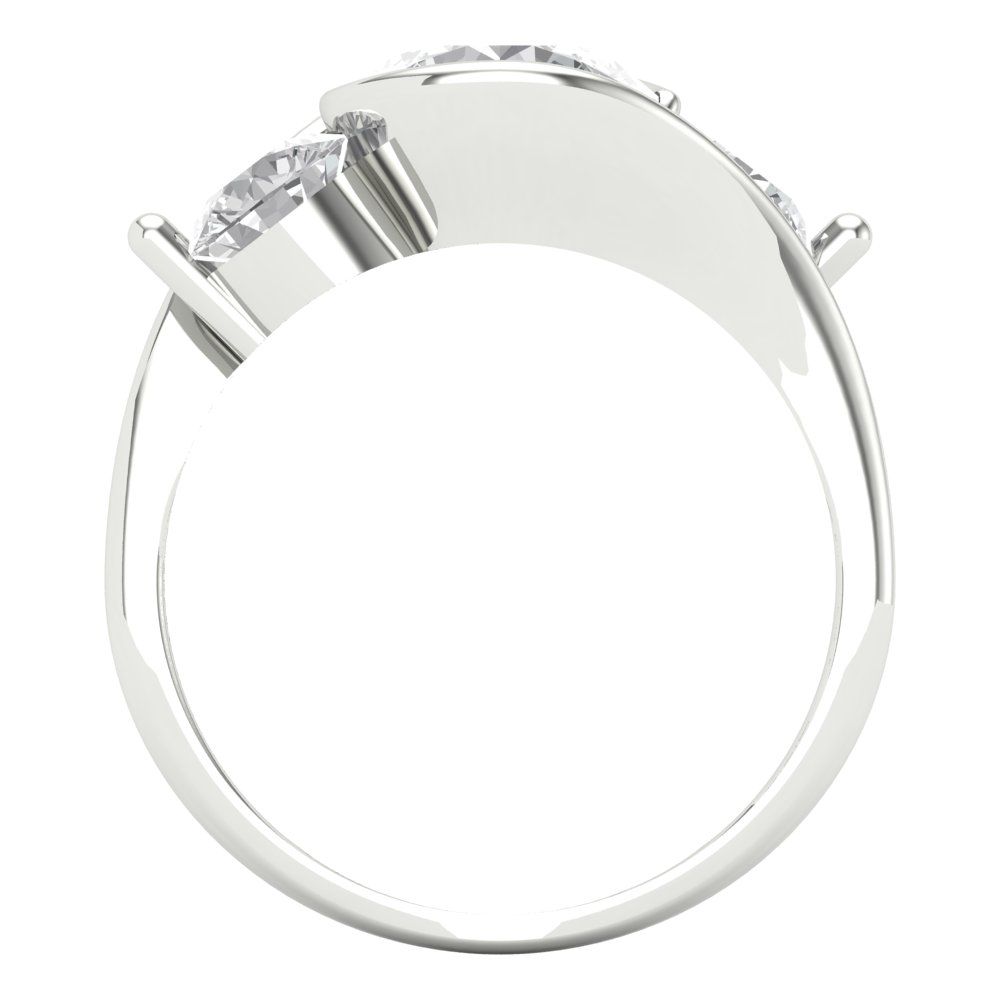 3.5 cttw White Sapphire Three-Stone Engagement Ring - Solid Gold (Round Cut,8.0mm)