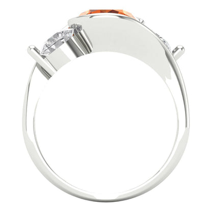 3.5 cttw Simulated Ruby Three-Stone Engagement Ring - Solid White Gold (VVS1, Round Cut,8.0mm)
