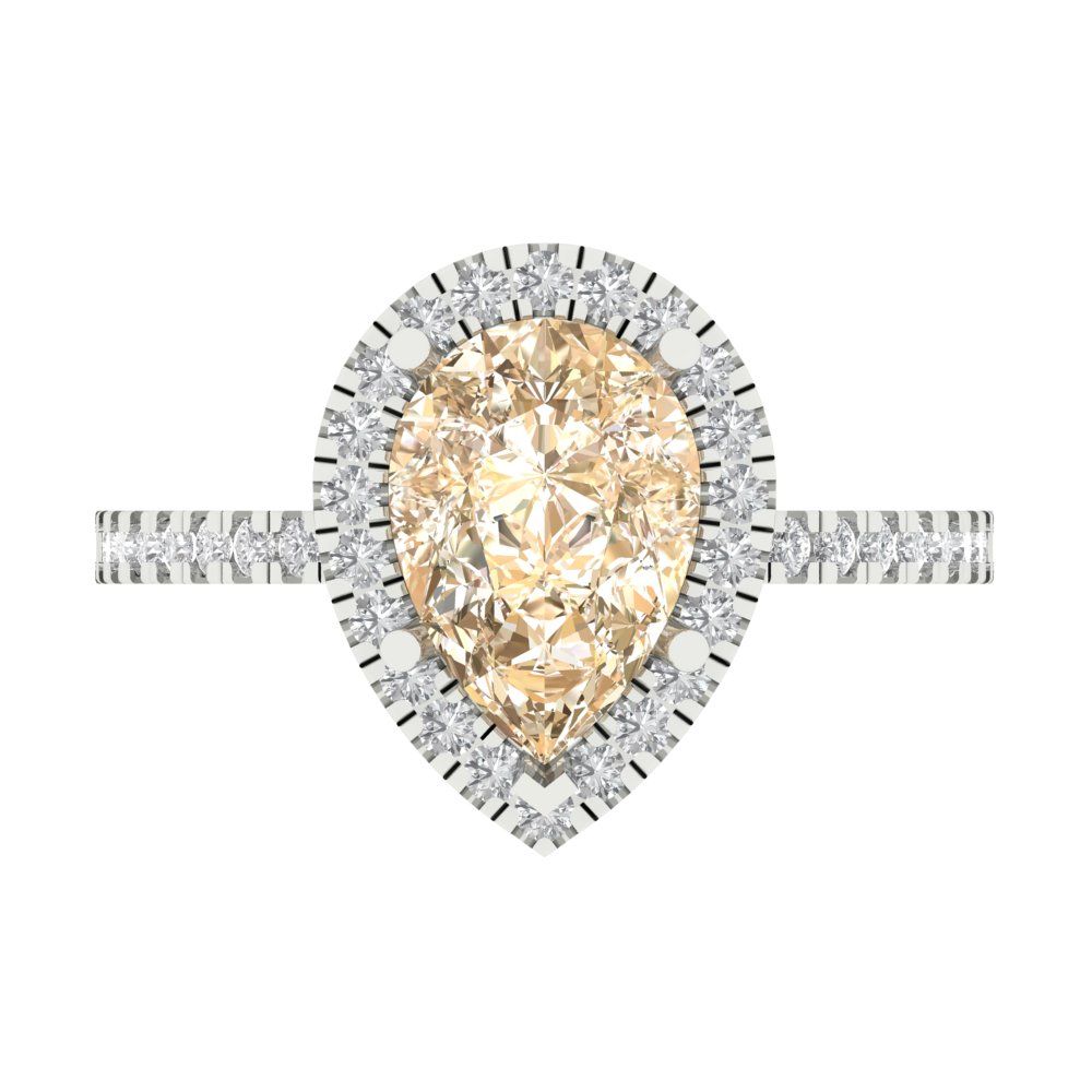 2.38 cttw Natural Morganite Hidden Halo Engagement Ring - Solid Gold (Pear Cut,10x7mm )