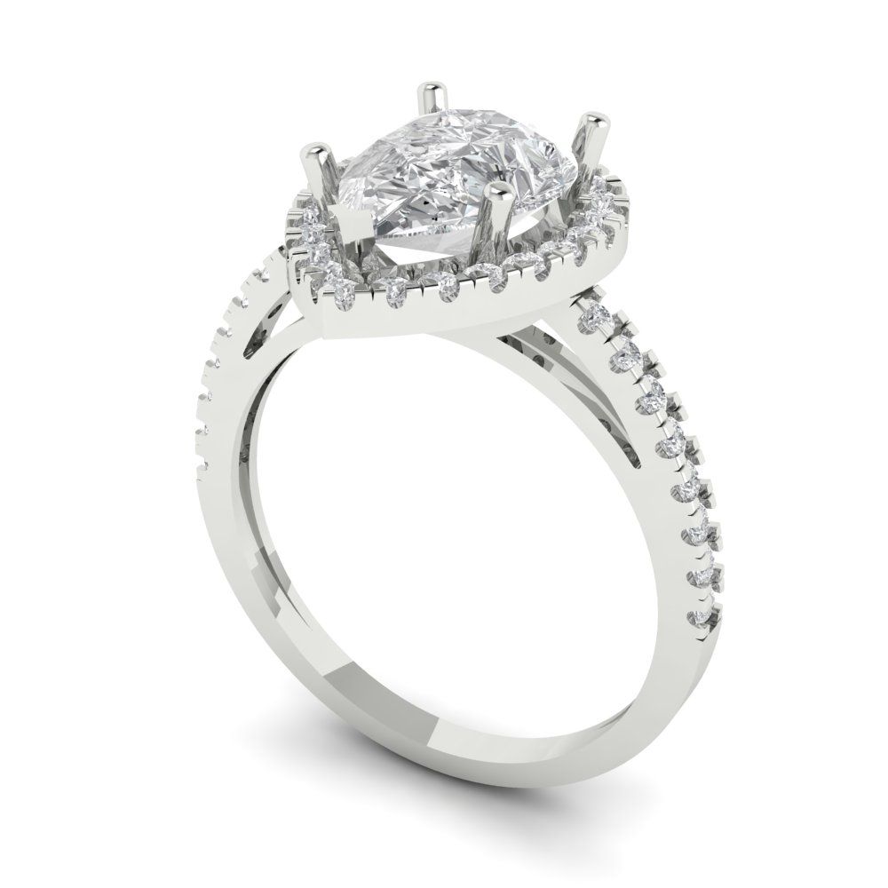 2.38 cttw Certified Moissanite Hidden Halo Engagement Ring - Solid Gold (VVS1, D-F,Pear Cut,10x7mm )