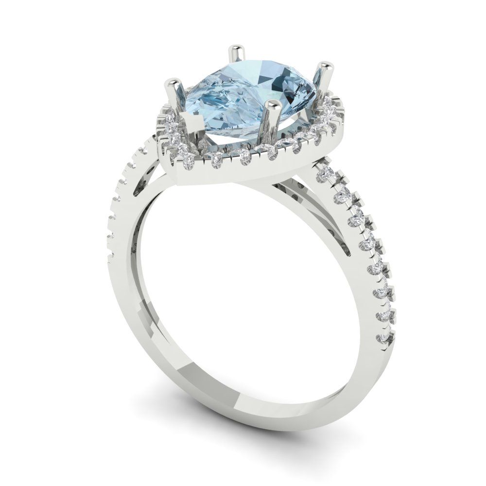 2.38 cttw Natural Swiss Blue Topaz Hidden Halo Engagement Ring - Solid Gold (Pear Cut,10x7mm )