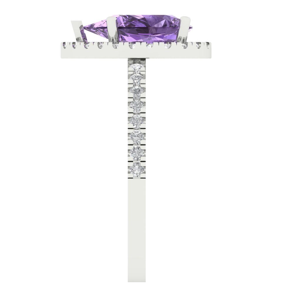 2.38 cttw Simulated Alexandrite Hidden Halo Engagement Ring - Solid Gold (Pear Cut,10x7mm )