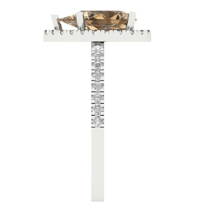 2.38 cttw Zirconia Simulated Champagne Diamond Hidden Halo Engagement Ring - Solid Gold (VVS1, Pear Cut,10x7mm )
