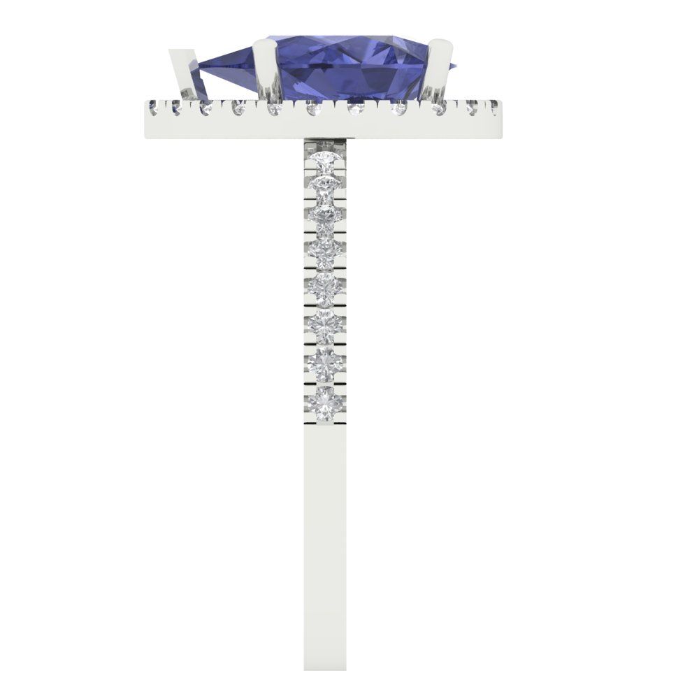 2.38 cttw Simulated Tanzanite Hidden Halo Engagement Ring - Solid Gold (Pear Cut,10x7mm )