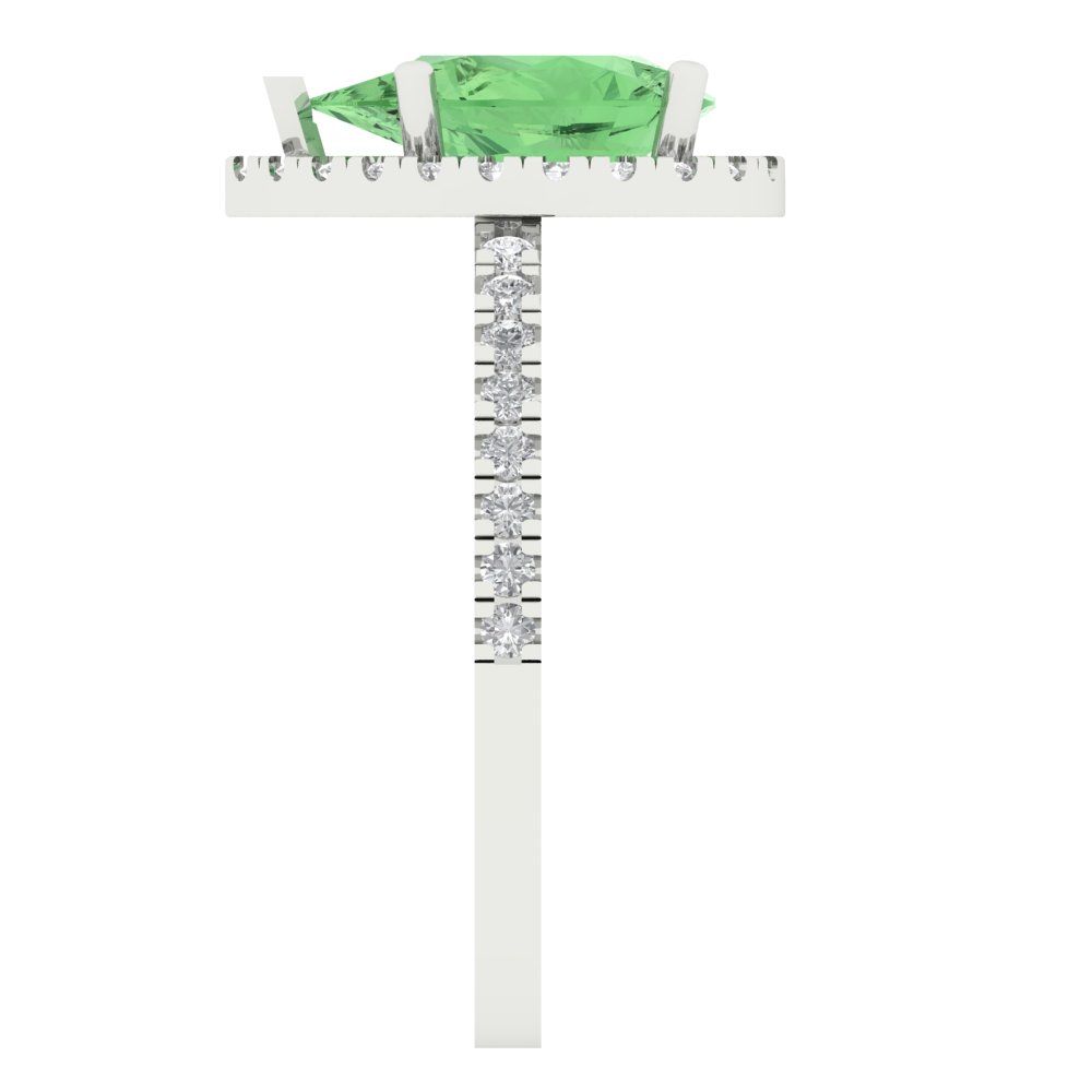 2.38 cttw Zirconia Simulated Green Diamond Hidden Halo Engagement Ring - Solid Gold (VVS1, Pear Cut,10x7mm )