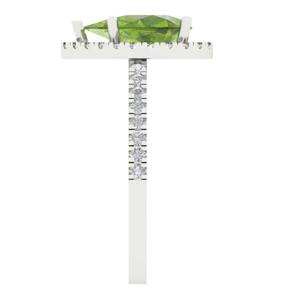 2.38 cttw Natural Peridot Hidden Halo Engagement Ring - Solid Gold (Pear Cut,10x7mm )