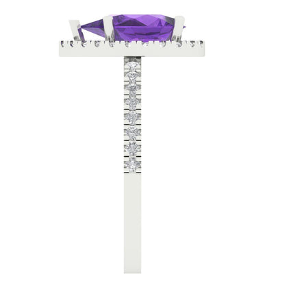 2.38 cttw Natural Amethyst Hidden Halo Engagement Ring - Solid Gold (Pear Cut,10x7mm )