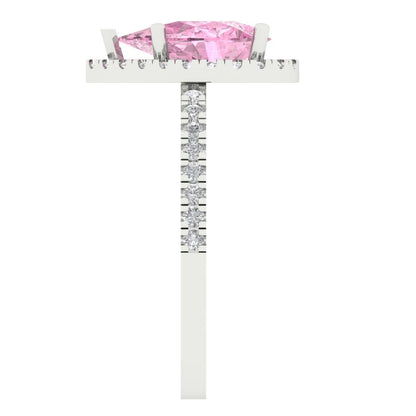 2.38 cttw Zirconia Simulated Pink Diamond Hidden Halo Engagement Ring - Solid Gold (VVS1, Pear Cut,10x7mm )