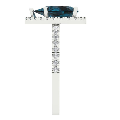 2.38 cttw Natural London Blue Topaz Hidden Halo Engagement Ring - Solid Gold (Pear Cut,10x7mm )