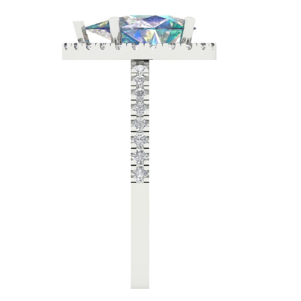 2.38 cttw Blue Moissanite Hidden Halo Engagement Ring - Solid Gold (Pear Cut,10x7mm )