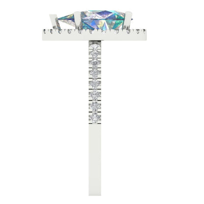 2.38 cttw Blue Moissanite Hidden Halo Engagement Ring - Solid Gold (Pear Cut,10x7mm )