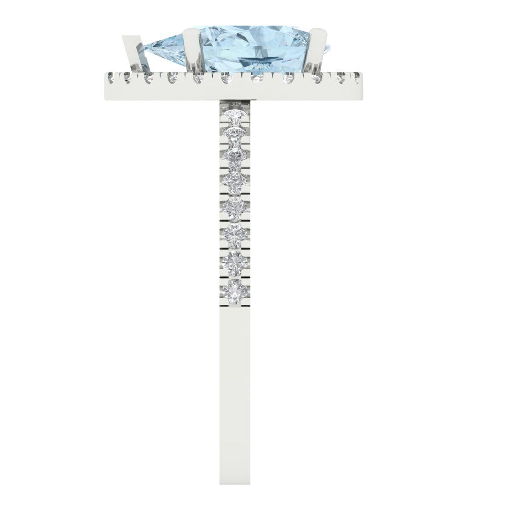 2.38 cttw Natural Swiss Blue Topaz Hidden Halo Engagement Ring - Solid Gold (Pear Cut,10x7mm )