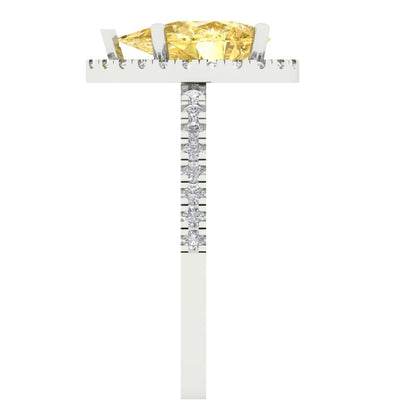 2.38 cttw Zirconia Simulated Yellow Diamond Hidden Halo Engagement Ring - Solid Gold (VVS1, Pear Cut,10x7mm )