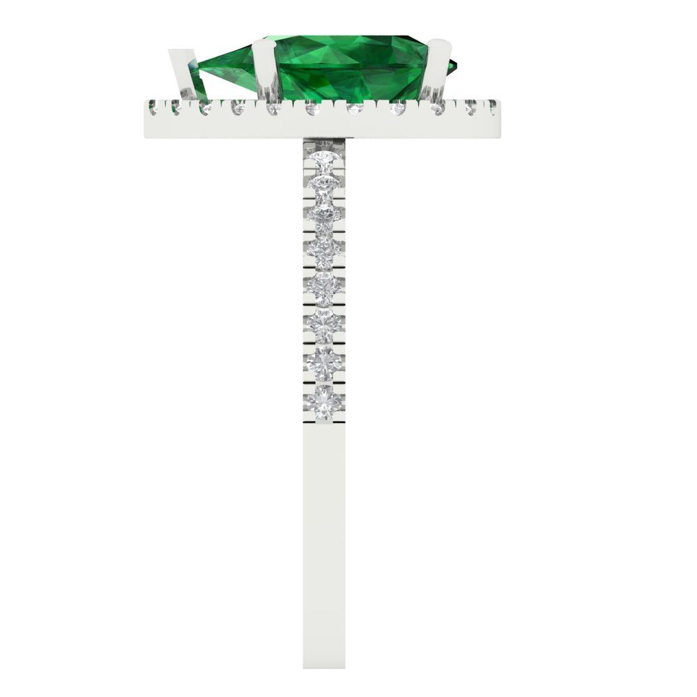 2.38 cttw Simulated Emerald Hidden Halo Engagement Ring - Solid Gold (Pear Cut,10x7mm )