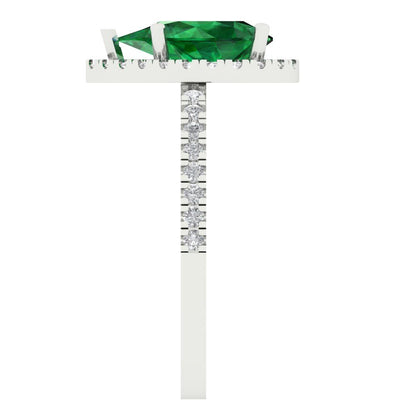 2.38 cttw Simulated Emerald Hidden Halo Engagement Ring - Solid Gold (Pear Cut,10x7mm )