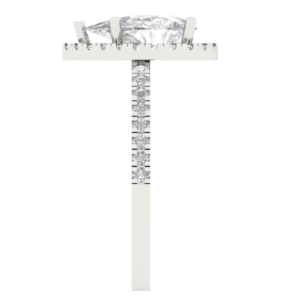 2.38 cttw White Sapphire Hidden Halo Engagement Ring - Solid Gold (Pear Cut,10x7mm )