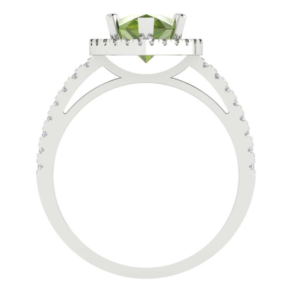 2.38 cttw Natural Peridot Hidden Halo Engagement Ring - Solid Gold (Pear Cut,10x7mm )