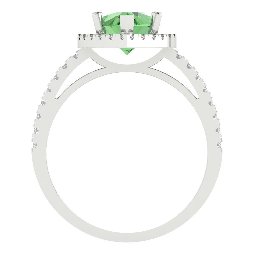 2.38 cttw Zirconia Simulated Green Diamond Hidden Halo Engagement Ring - Solid Gold (VVS1, Pear Cut,10x7mm )