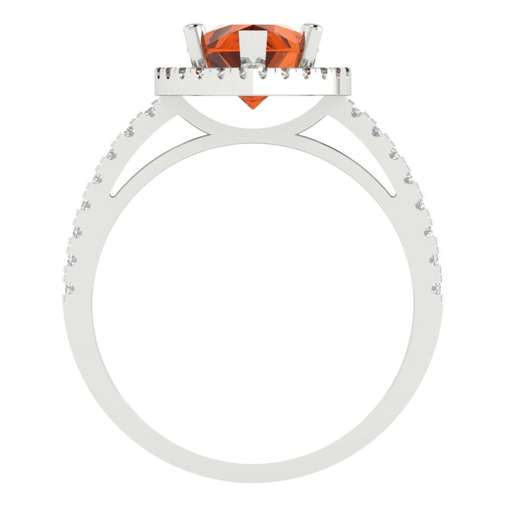 2.38 cttw Zirconia Simulated Red Diamond Hidden Halo Engagement Ring - Solid Gold (VVS1, Pear Cut,10x7mm )