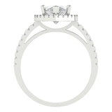 2.38 ct Brilliant Pear Cut Natural Diamond Stone Clarity SI1-2 Color I-J White Gold Halo Solitaire with Accents Ring