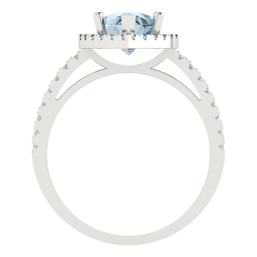 2.38 cttw Natural Swiss Blue Topaz Hidden Halo Engagement Ring - Solid Gold (Pear Cut,10x7mm )