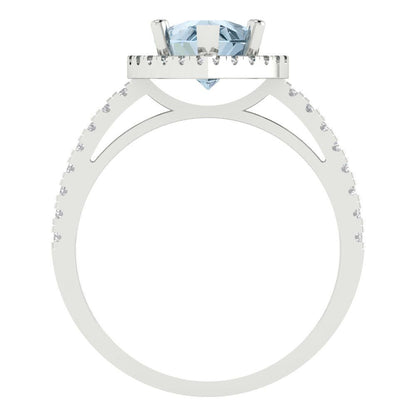 2.38 cttw Natural Swiss Blue Topaz Hidden Halo Engagement Ring - Solid Gold (Pear Cut,10x7mm )