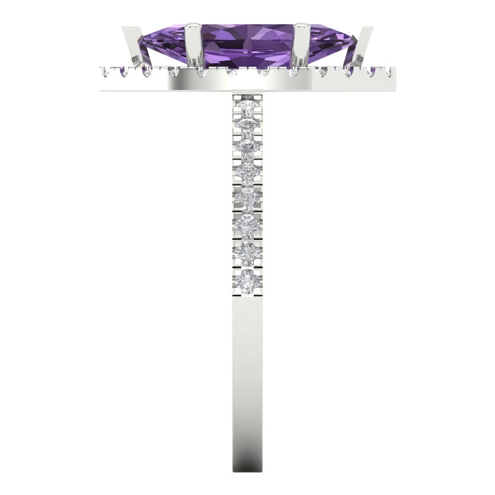 2.38 cttw Simulated Alexandrite Hidden Halo Engagement Ring - Solid White Gold  (VVS1, Marquise Cut,12x6mm )