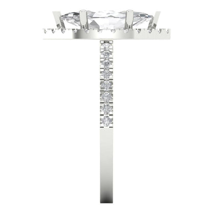 2.38 cttw White Sapphire Hidden Halo Engagement Ring - Solid White Gold  (VVS1, Marquise Cut,12x6mm )