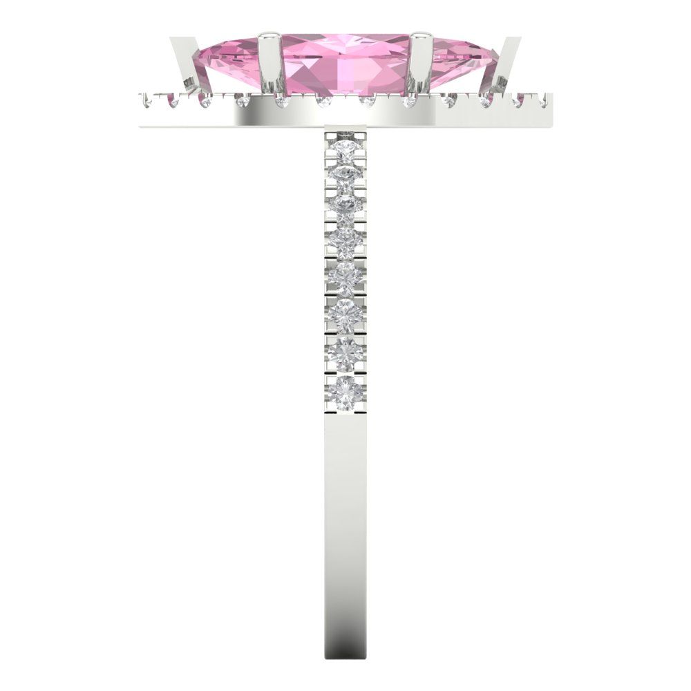 2.38 cttw Zirconia Simulated Pink Diamond Hidden Halo Engagement Ring - Solid Gold (VVS1, Marquise Cut,12x6mm )