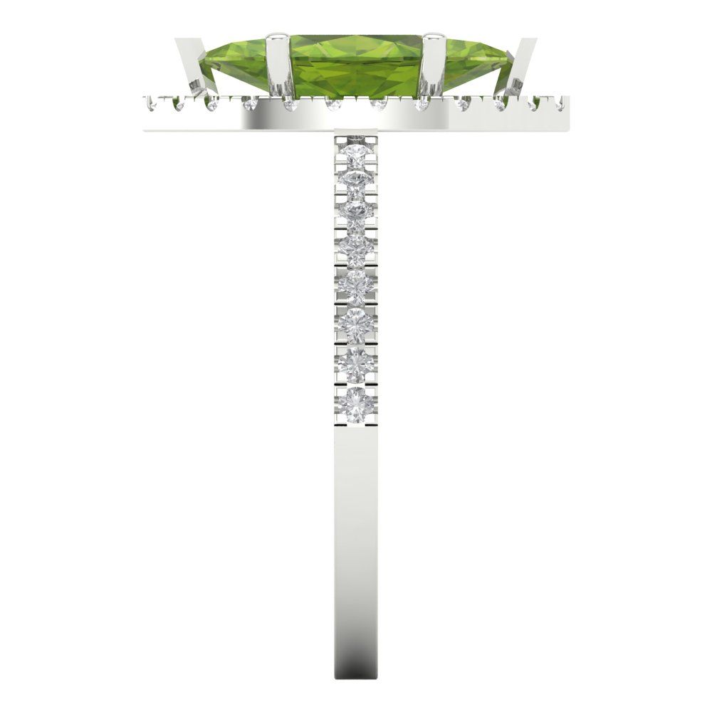 2.38 cttw Natural Peridot Hidden Halo Engagement Ring - Solid White Gold  (VVS1, Marquise Cut,12x6mm )