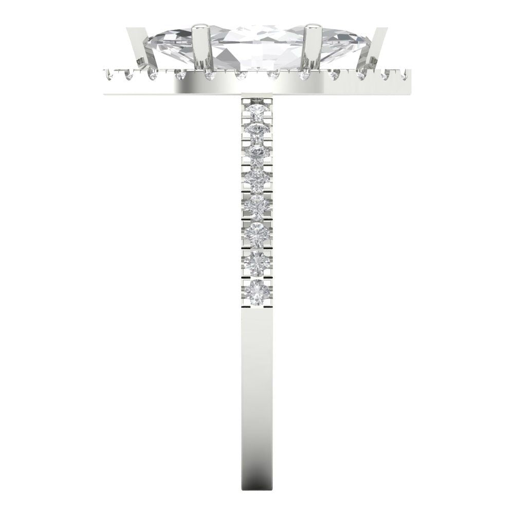 2.38 ct Brilliant Marquise Cut Natural Diamond Stone Clarity VS1-2 Color G-H White Gold Halo Solitaire with Accents Ring