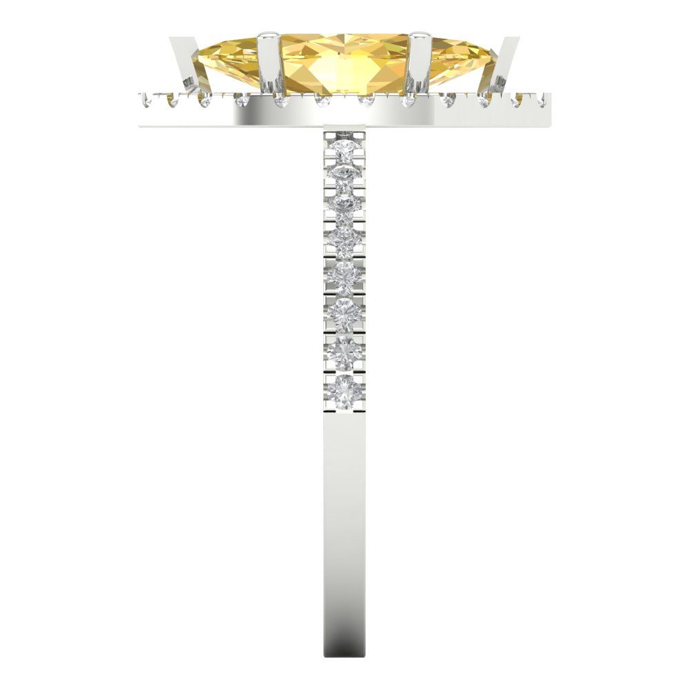 2.38 cttw Natural Citrine Hidden Halo Engagement Ring - Solid Gold (Marquise Cut,12x6mm )