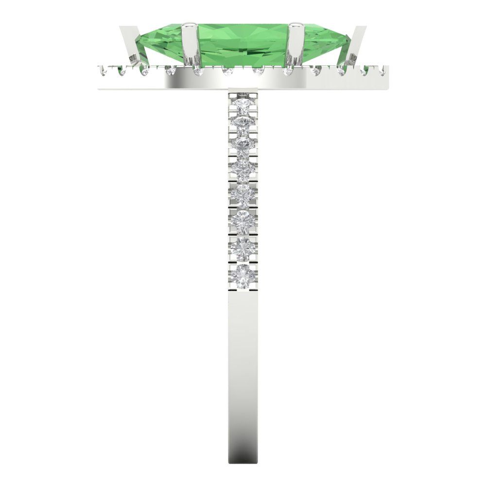 2.38 cttw Zirconia Simulated Green Diamond Hidden Halo Engagement Ring - Solid White Gold  (VVS1, Marquise Cut,12x6mm )