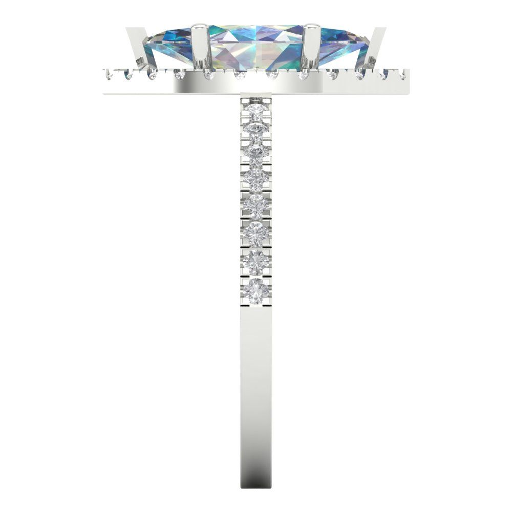 2.38 cttw Blue Moissanite Hidden Halo Engagement Ring - Solid White Gold  (VVS1, Marquise Cut,12x6mm )